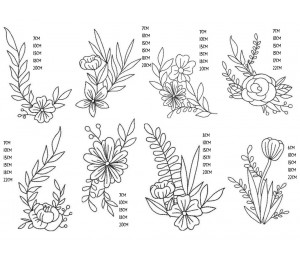 Stickserie - Blumen Ornamente Doodle & Appli